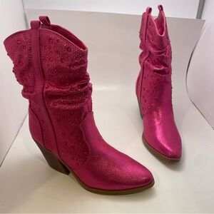 Sugar Kassandra Pink Rhinestone Western Boots Woman’s Size